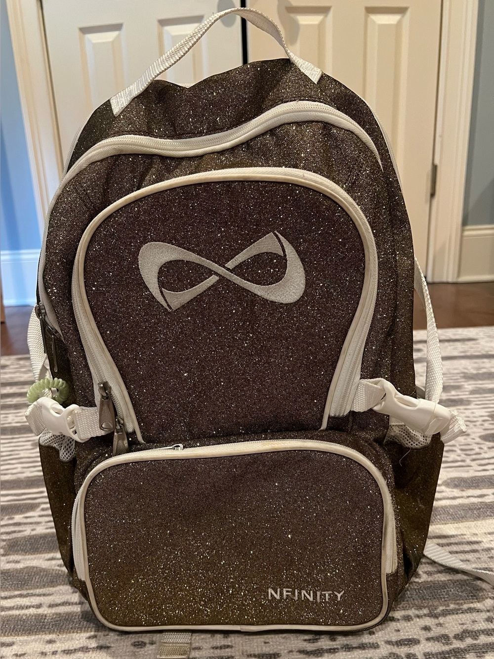 NFINITY Glitter Backpack in Brown and White